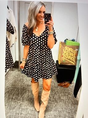 Billabong Black Mini Dress with Cream Heart Print
